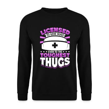 Caring for tough guys - caregiver in the prison system - Unisex Sweatshirt - black - Front - Alina (178cm) & Michal (187cm)