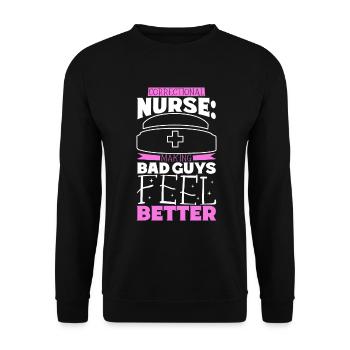Care for bad guys - caregiver in prison - Unisex Sweatshirt - black - Front - Alina (178cm) & Michal (187cm)