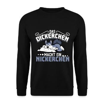 Wolf - Das Dickerchen macht ein Nickerchen - Unisex Pullover - Schwarz - Vorne - Alina (178cm) & Michal (187cm)
