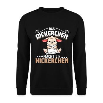 Hase - Das Dickerchen macht ein Nickerchen - Unisex Pullover - Schwarz - Vorne - Alina (178cm) & Michal (187cm)