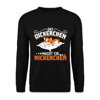 Corgi - Das Dickerchen macht ein Nickerchen - Unisex Pullover - Schwarz - Vorne - Alina (178cm) & Michal (187cm)