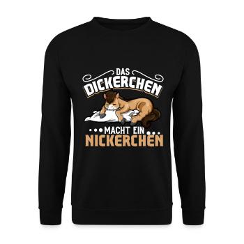 Pferd - Das Dickerchen macht ein Nickerchen - Unisex Pullover - Schwarz - Vorne - Alina (178cm) & Michal (187cm)