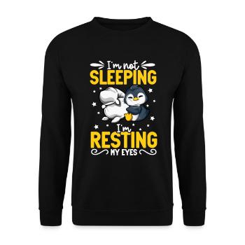 Je ne dors pas - Penguin - Sweat-shirt Unisexe - noir - Devant - Alina (178cm) & Michal (187cm)