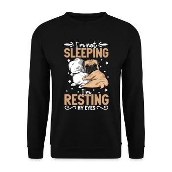 Ich schlafe nicht - Mops - Unisex Pullover - Schwarz - Vorne - Alina (178cm) & Michal (187cm)