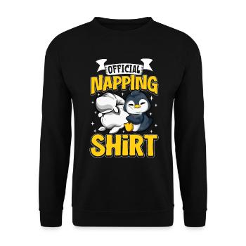 Offizielles Schlafshirt Pinguin - Unisex Pullover - Schwarz - Vorne - Alina (178cm) & Michal (187cm)