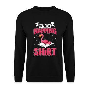 Offizielles Schlafshirt Flamingo - Unisex Pullover - Schwarz - Vorne - Alina (178cm) & Michal (187cm)
