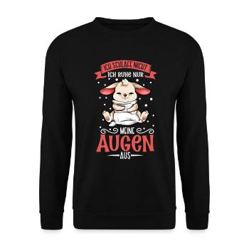 Ich schlafe nicht ich ruhe nur meine Augen aus - Unisex Pullover - Schwarz - Vorne - Alina (178cm) & Michal (187cm)