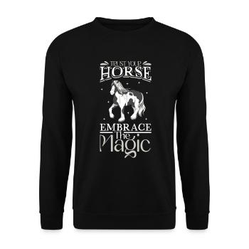 Libérez la magie - chevaux - Sweat-shirt Unisexe - noir - Devant - Alina (178cm) & Michal (187cm)