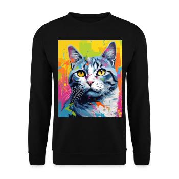 Tenue de chat chat à poil court pour les amoureux des chats - Sweat-shirt Unisexe - noir - Devant - Alina (178cm) & Michal (187cm)