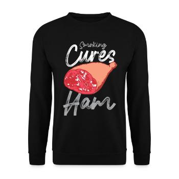 Barbeque Räucherkuren Schinken Räuchern Gegrillt - Unisex Pullover - Schwarz - Vorne - Alina (178cm) & Michal (187cm)