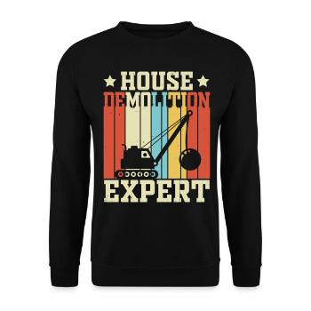 Funny Wrecking Ball Crane - Unisex Sweatshirt - black - Front - Alina (178cm) & Michal (187cm)