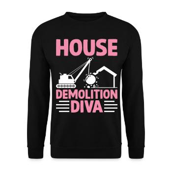 Funny Day Wrecking Ball Crane - Unisex Sweatshirt - black - Front - Alina (178cm) & Michal (187cm)