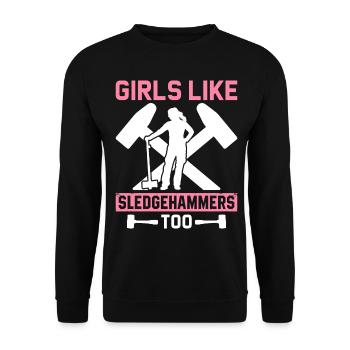 Fun day of house demolition - Unisex Sweatshirt - black - Front - Alina (178cm) & Michal (187cm)