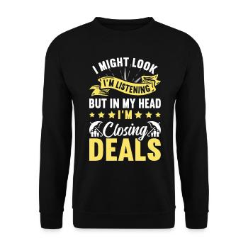 Drôle de courtier d’assurance - Sweat-shirt Unisexe - noir - Devant - Alina (178cm) & Michal (187cm)