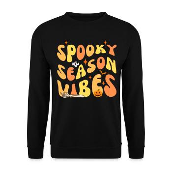 Halloween Vague Orange Spooky Season Vibes - Sweat-shirt Unisexe - noir - Devant - Alina (178cm) & Michal (187cm)