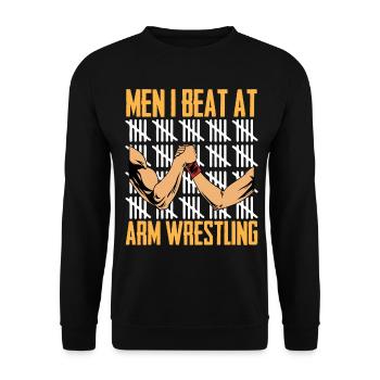 Funny men I've defeated in arm wrestling - Unisex Sweatshirt - black - Front - Alina (178cm) & Michal (187cm)