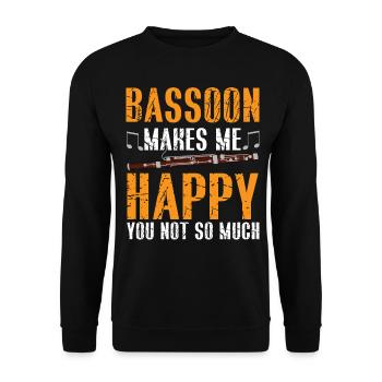 Lustiges Fagott macht mich glücklich Du nicht so s - Unisex Pullover - Schwarz - Vorne - Alina (178cm) & Michal (187cm)