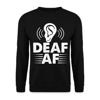 Funny Deaf Pride ASL Sign Language Hearing Aid - Unisex Sweatshirt - black - Front - Alina (178cm) & Michal (187cm)