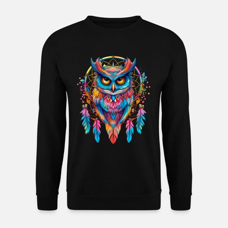 Eule Traumfänger Vogel Federn - Unisex Pullover - Schwarz