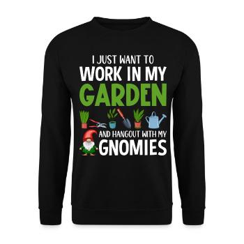 Lustiger Gartenzwerg Gartenarbeit Zwerggarten - Unisex Pullover - Schwarz - Vorne - Alina (178cm) & Michal (187cm)