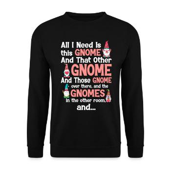 Funny garden gnome gardening dwarf garden - Unisex Sweatshirt - black - Front - Alina (178cm) & Michal (187cm)