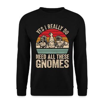 Funny garden gnome gardening dwarf garden - Unisex Sweatshirt - black - Front - Alina (178cm) & Michal (187cm)