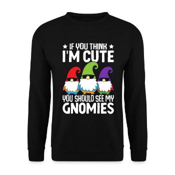 Funny garden gnome gardening dwarf garden - Unisex Sweatshirt - black - Front - Alina (178cm) & Michal (187cm)