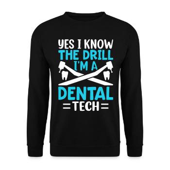 Funny Dental Lab Technician Dentist - Unisex Sweatshirt - black - Front - Alina (178cm) & Michal (187cm)
