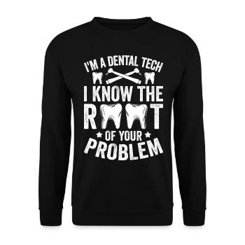 Funny technician for dental lab - Unisex Sweatshirt - black - Front - Alina (178cm) & Michal (187cm)
