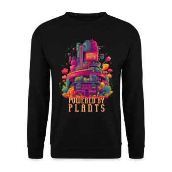 Powered by Plants, Gemüsekraftwerk, Vegan - Unisex Pullover - Schwarz - Vorne - Alina (178cm) & Michal (187cm)