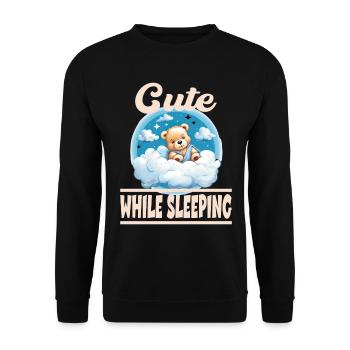 Cute While Sleeping Niedlicher Bär Schlafen für - Unisex Pullover - Schwarz - Vorne - Alina (178cm) & Michal (187cm)