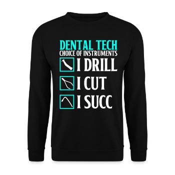 Drôle de technicien pour laboratoire dentaire - Sweat-shirt Unisexe - noir - Devant - Alina (178cm) & Michal (187cm)