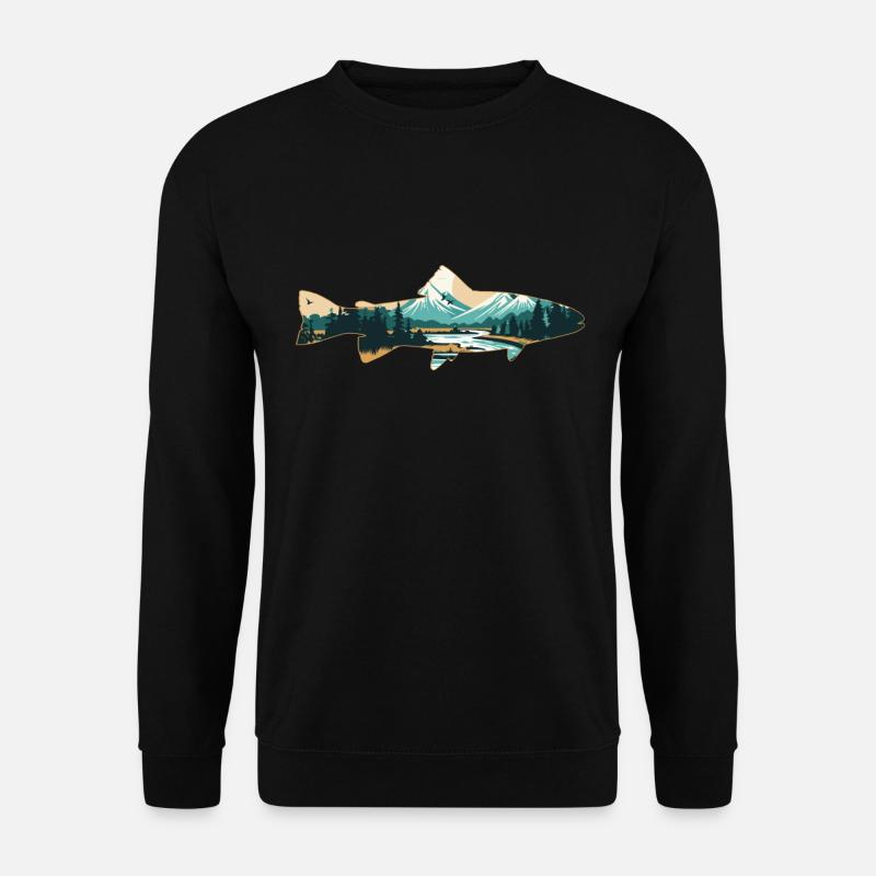 Fliegenfischen in einem Forellenparadies: Retro - Unisex Pullover - Schwarz