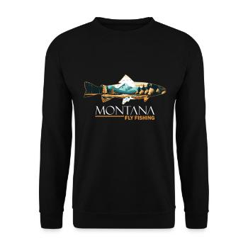 Fly Fishing in Montana: Overview of Retro - Unisex Sweatshirt - black - Front - Alina (178cm) & Michal (187cm)