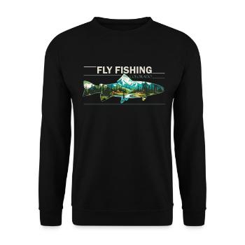 Pêche à la mouche au Colorado: Retro Anglers & - Sweat-shirt Unisexe - noir - Devant - Alina (178cm) & Michal (187cm)