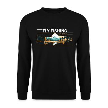 Fly Fishing in Montana Retro Scenic Landscape - Unisex Sweatshirt - black - Front - Alina (178cm) & Michal (187cm)