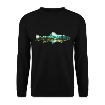 Pêche à la mouche de la truite : l’amour rétro pour le - Sweat-shirt Unisexe - noir - Devant - Alina (178cm) & Michal (187cm)