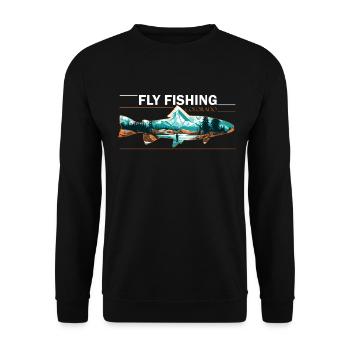 Fliegenfischen in Colorado Riverside Angler & - Unisex Pullover - Schwarz - Vorne - Alina (178cm) & Michal (187cm)