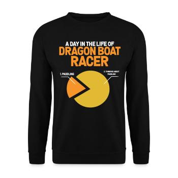 Funny Day Life of Dragon Boat Racer Paddeln - Unisex Pullover - Schwarz - Vorne - Alina (178cm) & Michal (187cm)
