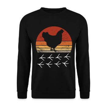 Poule Vintage Sunset Agriculteur - Sweat-shirt Unisexe - noir - Devant - Alina (178cm) & Michal (187cm)
