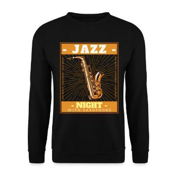 JAZZ NIGHT SAXOPHON - Unisex Pullover - Schwarz - Vorne - Alina (178cm) & Michal (187cm)