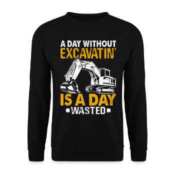 Drôle d’opérateur de pelle HEO - Sweat-shirt Unisexe - noir - Devant - Alina (178cm) & Michal (187cm)