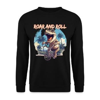 T-Rex Fahrrad Dinosaurier Tyrannosaurus - Unisex Pullover - Schwarz - Vorne - Alina (178cm) & Michal (187cm)