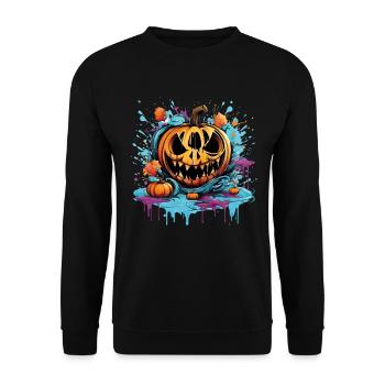 Bad Pumpkin Böser Kürbis Halloween - Unisex Pullover - Schwarz - Vorne - Alina (178cm) & Michal (187cm)