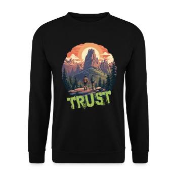 Vertrauen Trust Wandern Wanderung Natur Wildnis - Unisex Pullover - Schwarz - Vorne - Alina (178cm) & Michal (187cm)