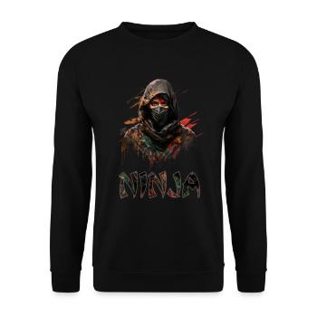 Schöne Frau als Ninja verkleidet für Ninja Fans - Unisex Pullover - Schwarz - Vorne - Alina (178cm) & Michal (187cm)