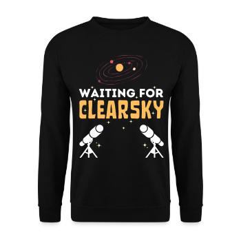 En attendant la photographie d’astronomie Clearsky - Sweat-shirt Unisexe - noir - Devant - Alina (178cm) & Michal (187cm)