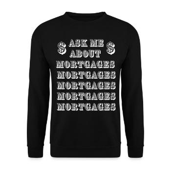 Fragen Sie mich nach Hypotheken - Unisex Pullover - Schwarz - Vorne - Alina (178cm) & Michal (187cm)