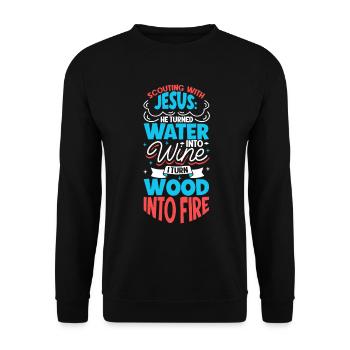 Jesus and Boy Scouts - Unisex Sweatshirt - black - Front - Alina (178cm) & Michal (187cm)