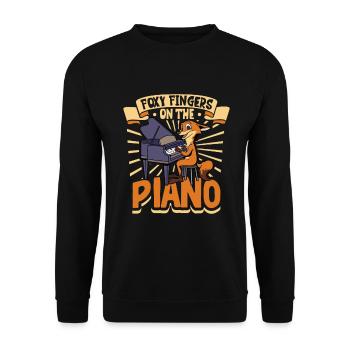 Fuchs am Piano - Unisex Pullover - Schwarz - Vorne - Alina (178cm) & Michal (187cm)